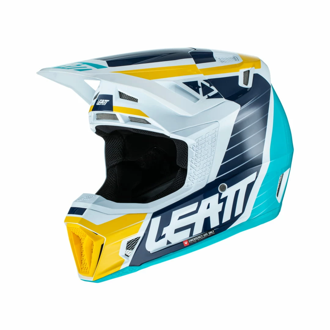 LEATT Casque Avec Lunettes 8.5 V22 Graphic Bleu-blanc-jaune 3 LEATT Casque Avec Lunettes 8.5 V22 Graphic Bleu-blanc-jaune